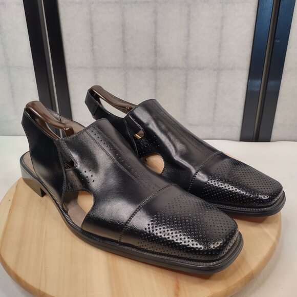 STACY ADAMS Black Closed Toe Slingback Leather Sandals Shoes Men US 15M - Picture 2 of 12